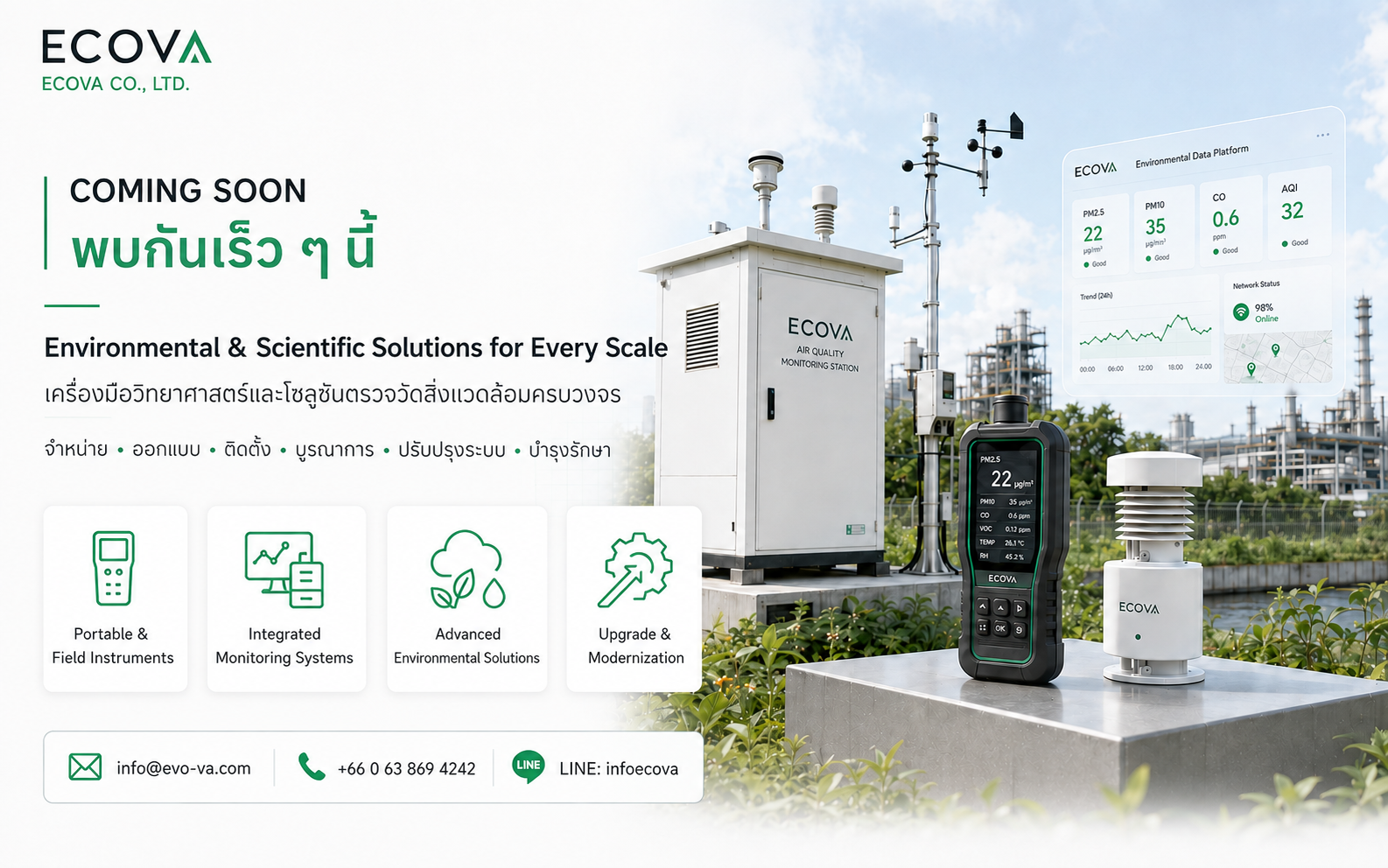 ECOVA Coming Soon — Environmental and Scientific Solutions for Every Scale